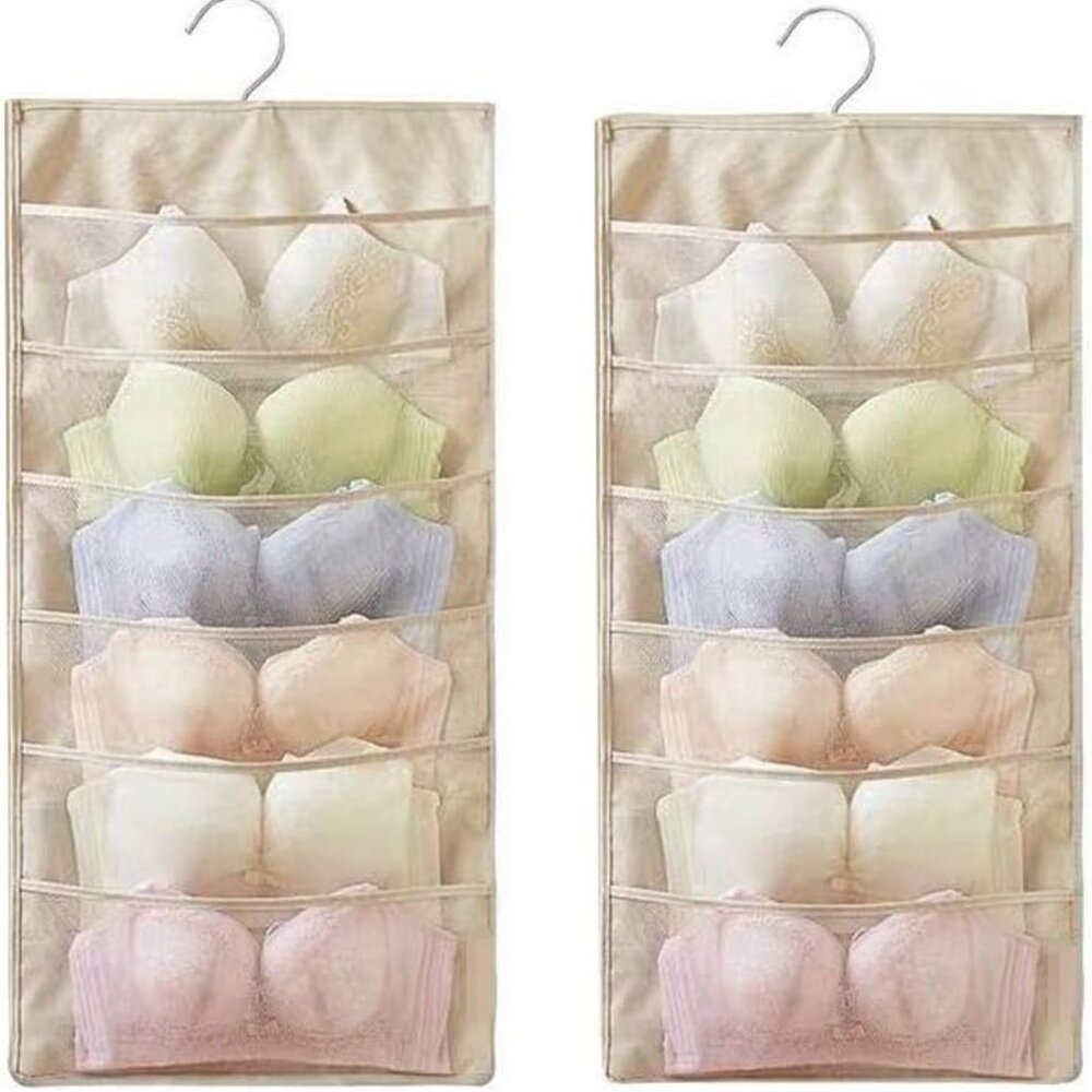 LIKE NEW! Tuuk Beige Hanging Mesh Bra Storage